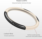 Nappa Leather car Steering Wheel Cover,Carbon Fiber Sports car Interior Non-Slip Ultrathin 15 inches Universal (White)