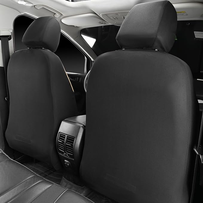CAR PASS Quilting Leather Front Seat Covers, Automotive Waterproof Deluxe PU Premium Vinyl Luxury Two Front Seats Only Univer