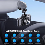 AZDOME M01 Dual Dash Cam Front and Rear with Free 64GB Card, 3" Screen Dual Dashboard Camera for Car, Built-in ADAS G-Sensor,