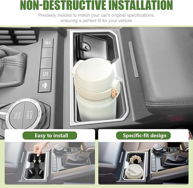Cup Holder Inserts for 2025 Toyota 4Runner Center Console Cupholder Coaster Liner Replaces Mat for 4 Runner SUV Interior Accessories Black(Only for 2025)