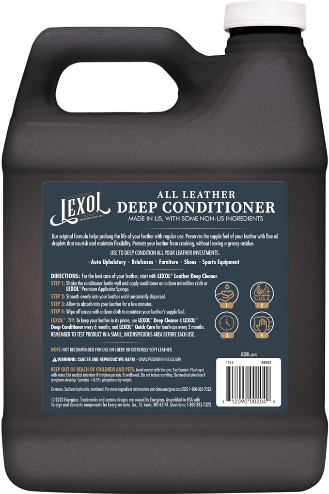 Lexol Deep Leather Conditioner, Use on Car Leather Upholstery, Shoes, Boots, Furniture and Other Leather Accessories, 101.4 F