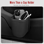 Leather Car Cup Holder Organizer (2-Pack) | Anti-Sag Clip On Drink Cupholder for Back Seat, Car Side Door, Headrest | Premium Extra Automotive Cup Holders for Water Bottles, Tumblers & Coffee Mugs
