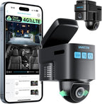 LAMTTO 4G LTE Cellular Car Security Camera Anti Theft GPS Tracker for Vehicle Safe, Dual Dash Cam Front Inside, Alarm Real-ti