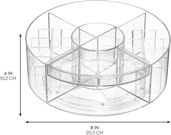 iDesign The Sarah Tanno Collection Lazy Susan Spinning Cosmetic Organizer, Clear 7.7" x 7.7"