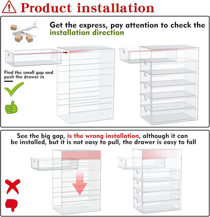 Makeup Organizer Storage with 16 Drawers, 4 Pcs Desktop Office Supplies, Desk Organizers, Clear Accessories, Dustproof Storag