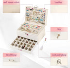 BOOVO Earring Jewelry Box For Women Girl Stud Organizer, 5 Layers Girl Jewelry Organizer Box With Lock Earring Holder Organiz