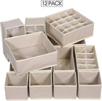 TENABORT 12 Pack Foldable Drawer Organizer Dividers Cloth Storage Box Closet Dresser Organizer Cube Fabric Containers Basket 