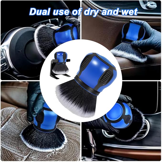 AUCELI Car Detailing Brush, Ultra Soft Auto Interior Dusting Brush with Storage Rack, Car XL Synthetic Brush Cleaning Tool, U
