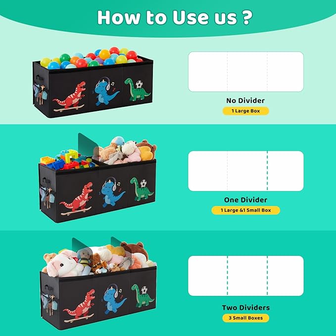 Extra Large Toy Box,150L Sturdy Dinosaur Collapsible Storage with Lid,40"x14"x16" Kids Storage Organizer,Chest Bin Baskets fo