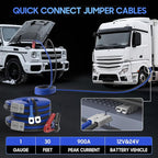 Heavy Duty Jumper Cables - 1 Gauge 30 Feet 900Amp Automotive Booster Jumper Cables with 175A Battery Quick Connect and Permanent Installation kit for Car, SUV and Trucks Battery - (SB175 Gray)