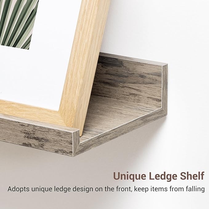 Axeman 36 Inch Floating Shelves | Grey Picture Ledge Shelf Set of 3 | Rustic Grey Wood Wall Shelves with Lip | 36" Picture Sh