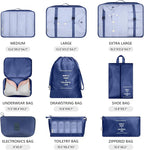 Mossio 9 Set Packing Cubes with Shoe Bag & Electronics Bag - Luggage Organizers Suitcase Travel Accessories