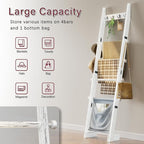 REFGY 5-Tier Blanket Ladder Shelf, 5.3FT (63'') Wall Leaning Blanket Ladders for Living Room Bedroom, Decorative Quilt Rack w