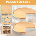 Leinuosen 2 Pcs 24in/28in Banded Pine Wood Full Kidney Shaped Lazy Susan for Corner Base Cabinets with Iron Swivel Bearing fo