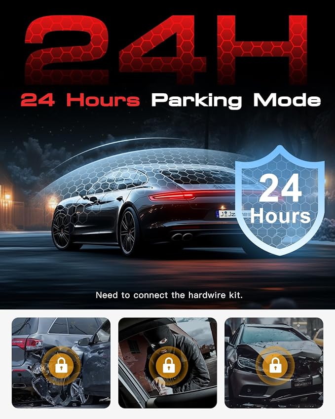 4K 3-Channel Dash Cam Front and Rear with Cabin, STARVIS 2 Sensor, Dash Camera for Cars with WiFi 6, G-Sensor, Loop Recording