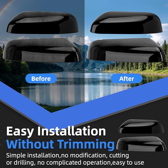 Driver & Passenger Side Mirror Cover Replacement for Ford Explorer 2016 2017 2018 2019 - Left & Right Side Mirror Covers, Rear View Mirror Cap Accessories Black