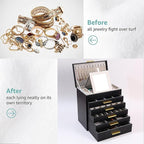BOOVO Jewelry Boxes for Women, White and Black 6 Layer Large Jewelry Box for Necklace, Bracelet, Earrings, Rings Storage, Jew