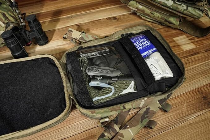 KRYDEX Clear Top Insert Bag with Hook Panel Tactical Packing Cube Travel Organizer Bag (Large)