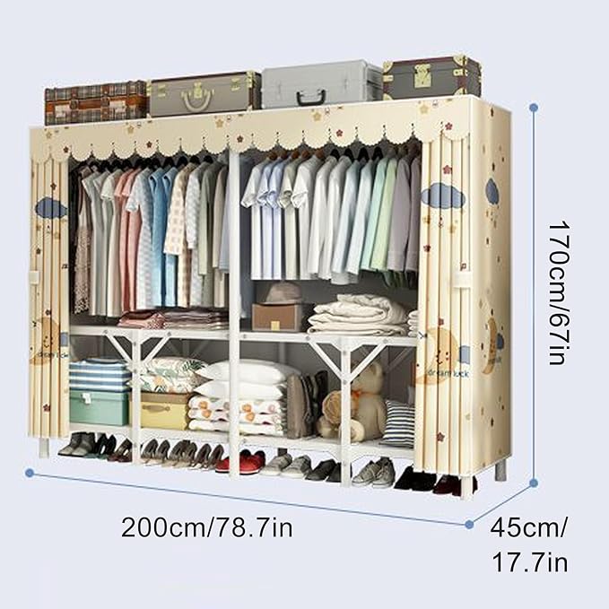 Portable Wardrobe Closet For Hanging Clothes, Installation-free Wardrobe, One-piece Folding Design,closet Organizer System,wa
