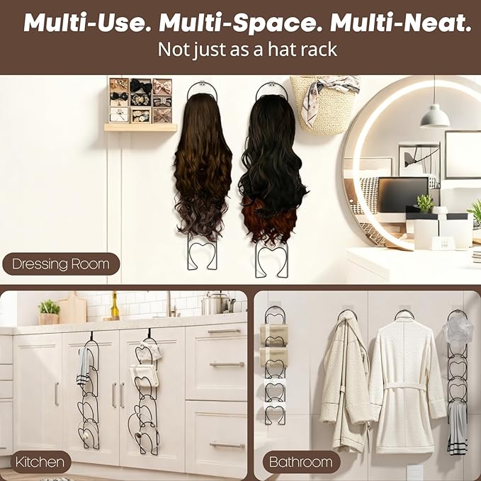 LINFIDITE 10 Pack Hat Rack for wall hat organizer for baseball caps Over Door cap hat hook storage holder hanger display Clos
