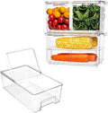 SANNO Vegetable Refrigerator Organizer Food Bins with lids Produce Saver Food Storage Container