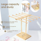 POVETIRE Headband Holder Stand Bow Organizer for Girls, 5 Row Wooden Bow Holder for Girls Hair Bows,Baby Headband Storage Inf