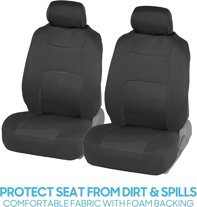 BDK PolyPro Car Seat Covers Full Set in Solid Charcoal – Front and Rear Split Bench Seat Covers for Cars, Easy to Install, Ac