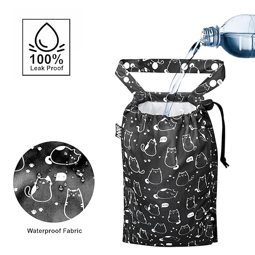 Cute Hanging Car Trash Garbage Bag 100% Leakproof Waterproof Multipurpose for Car Back Front Seat Console with Hanging Strap (Cute Cats)