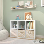 CTESNE【2026 Wooden Thick Frame 6 Cube Storage Organizer Shelf with Anti-Tipping Kits + Reversible Open Back Bookcase, Horizon