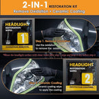 Car Headlight Restoration Kit, 2-Step Headlight Cleaner with Oxidation Removal & Ceramic Coating Wipes, Removes Oxide & Yellowing Restore Clarity, Headlight Polish Restorer Kit