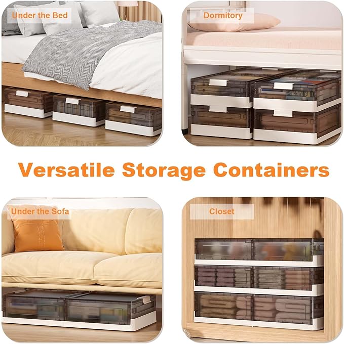 2 Pack Under Bed Storage Containers With Wheels,StackableFoldable Under Bed Storage Containers With Lids for Clothes Shoes Bl