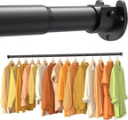 2 Pack Closet Rods for Hanging Clothes, 17-28 Inch No-Cut Stepless Adjustable Closet Rod, 1.3 Inch Heavy Duty Metal Closet Ha