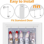 MISSLO 35 Large Pockets Over The Door Shoe Organizer Sturdy Oxford Fabric Hanging Shoe Rack for Door Mesh Closet Shoe Holder 