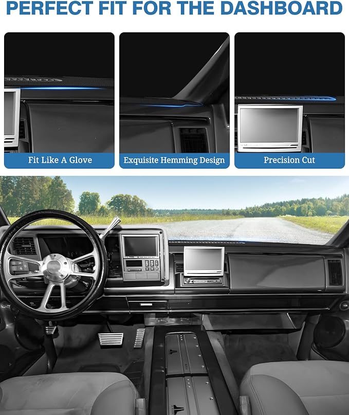 FIILINES Dash Cover Fit for Chevrolet Silverado/GMC Sierra C1500 C2500 C3500 K1500 K2500 K3500 1988-1994, 1992-94 GMC Yukon/C