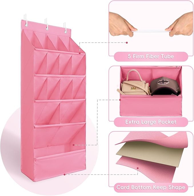 FENTEC 1 Pack Over-the-Door-Shoe-Organizers, Hanging Shoe Organizers with Large Pocket Shoe Holder Hanging Shoe Rack for Clos