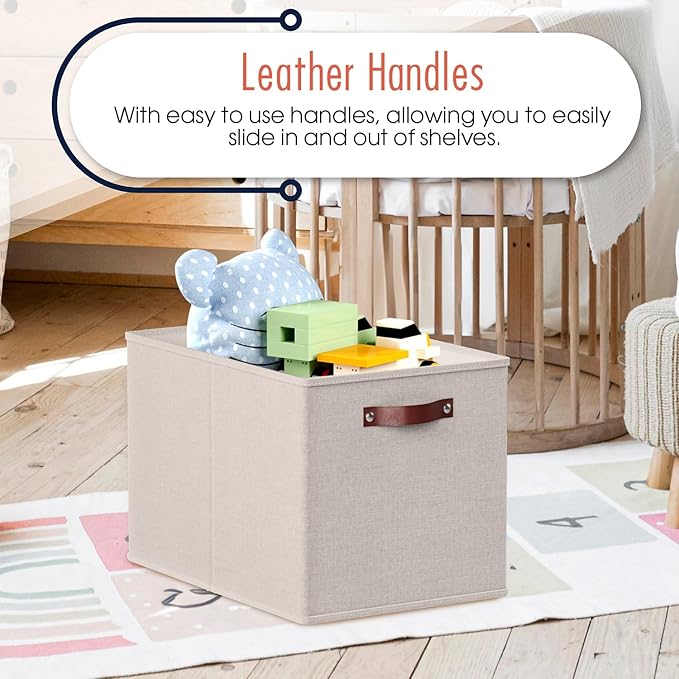 Ornavo Home 13 x 15 x 13 Kallax Storage Cube Bins, Foldable Collapsible Fabric Storage Bins Box Linen Shelf Basket Cube Organ