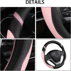 Cxtiy Pickup Truck Steering Wheel Cover – Sproty Fahsion Premium Leather Universal Non-Slip Steering Wheel Grip Set for Women