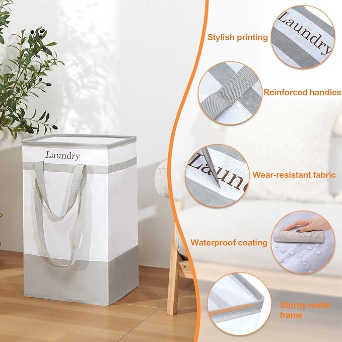 FairyHaus Laundry Basket 100L, 2Pack Laundry Hamper with Easy Carry Handles, Collapsible Laundry Baskets Hampers for Bathroom