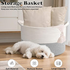 90L Large Blanket Basket,21.7"L x 21.7"W x 13.8"H Rope Woven Baskets with Handles, Toys Storage Bins,Laundry Basket Perfect f