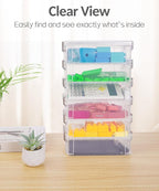 Sooez 6 Pack Extra Large Pencil Box, Plastic Hard Pencil Case Crayon Box Bulk, Clear Marker Organizer Plastic Containers with