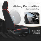 Coverado Car Seat Covers Front Set, Luxury Nappa Leather Seat Covers Universal Fit Waterproof Non-Slip Breathable Automotive 