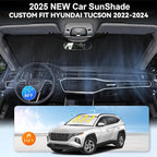 Custom Fit Tucson Windshield Sunshade for Hyundai Tucson 2022-2026 Front Window Retractable Shades Cover for Windshield Sun Visor Protector 210T Reflector Blocks UV Rays Cooler Car Accessories