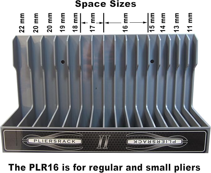 PLR16 Gray PliersRack for your Peg Board and Toolbox Drawer. Plier storage for Regular & smaller pliers. Keeps spring loaded 