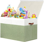 Gowee Large Toy Storage Box with Lid, Sturdy Toys Storage Chest Bin Organizer Basket with Dividers for Kids, Boys, Girls, Nur