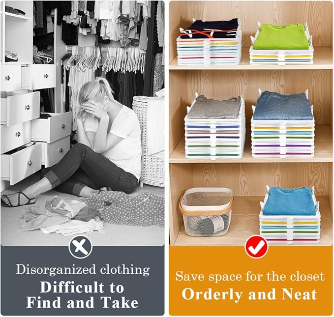 Accenter Tshirt Organizer for Clothes Storage, Stackable Closet Organizer with Easy Access, Shirt Folder Board, Sturdy and Du