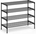 SONGMICS 4-Tier Shoe Rack for Closet, Compact Metal Shoe Organizer Shelf for Entryway, Bedroom, Small Spaces, Stackable, 11.8