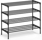 SONGMICS 4-Tier Shoe Rack for Closet, Compact Metal Shoe Organizer Shelf for Entryway, Bedroom, Small Spaces, Stackable, 11.8