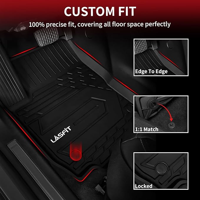 LASFIT Floor Mats for Chevrolet Chevy Equinox/GMC Terrain Car Mats 2018-2024 (Not Fit Equinox Ev), All Weather TPE Custom Fit Automotive Floor Mats for Cars, 1st and 2nd Row Car Floor Mats Full Set