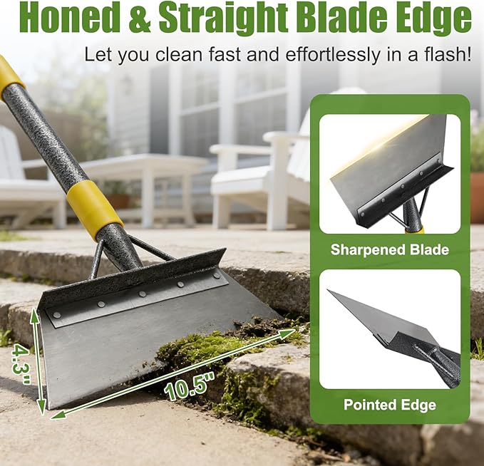 Garden Flat Shovel Scraper: 60" Metal Snow Ice Scraper, Adjustable Handle, Multifunctional Floor Scraper for Weed Cleaning Edging Trenching & Removing Snow Ice Dirty Moss