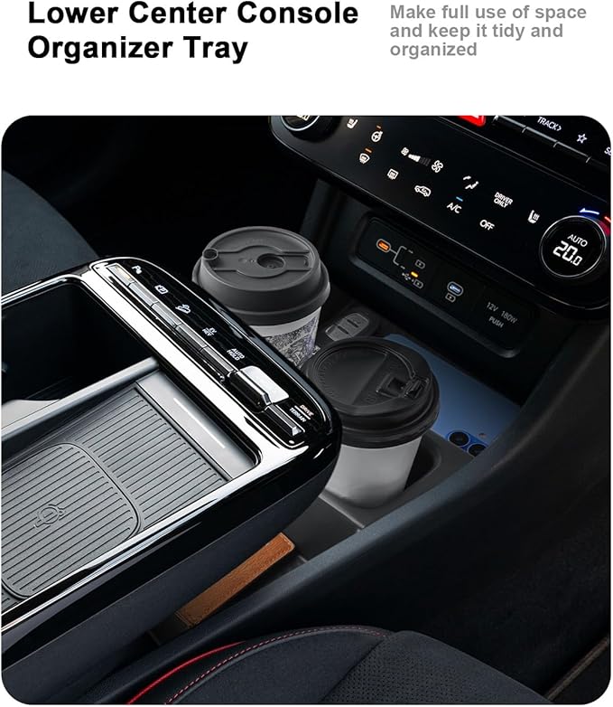 2026 Tucson Center Console Organizer - 2 Pcs Center Console Organizer + Lower Console Storage Tray For 2025-2026 Hyundai Tucson(Limited)/Tucson Hybrid - ONLY Fit 2025 2026 Tucson With Electronic Shift